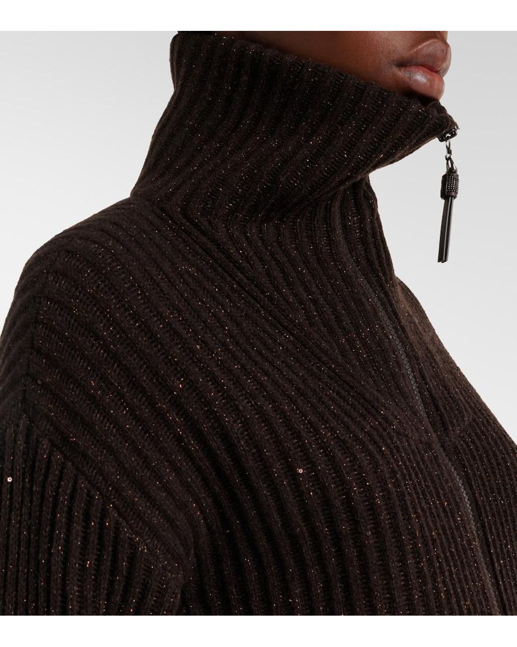 Brunello Cucinelli Black Monili Cashmere And Wool-Blend Cardigan