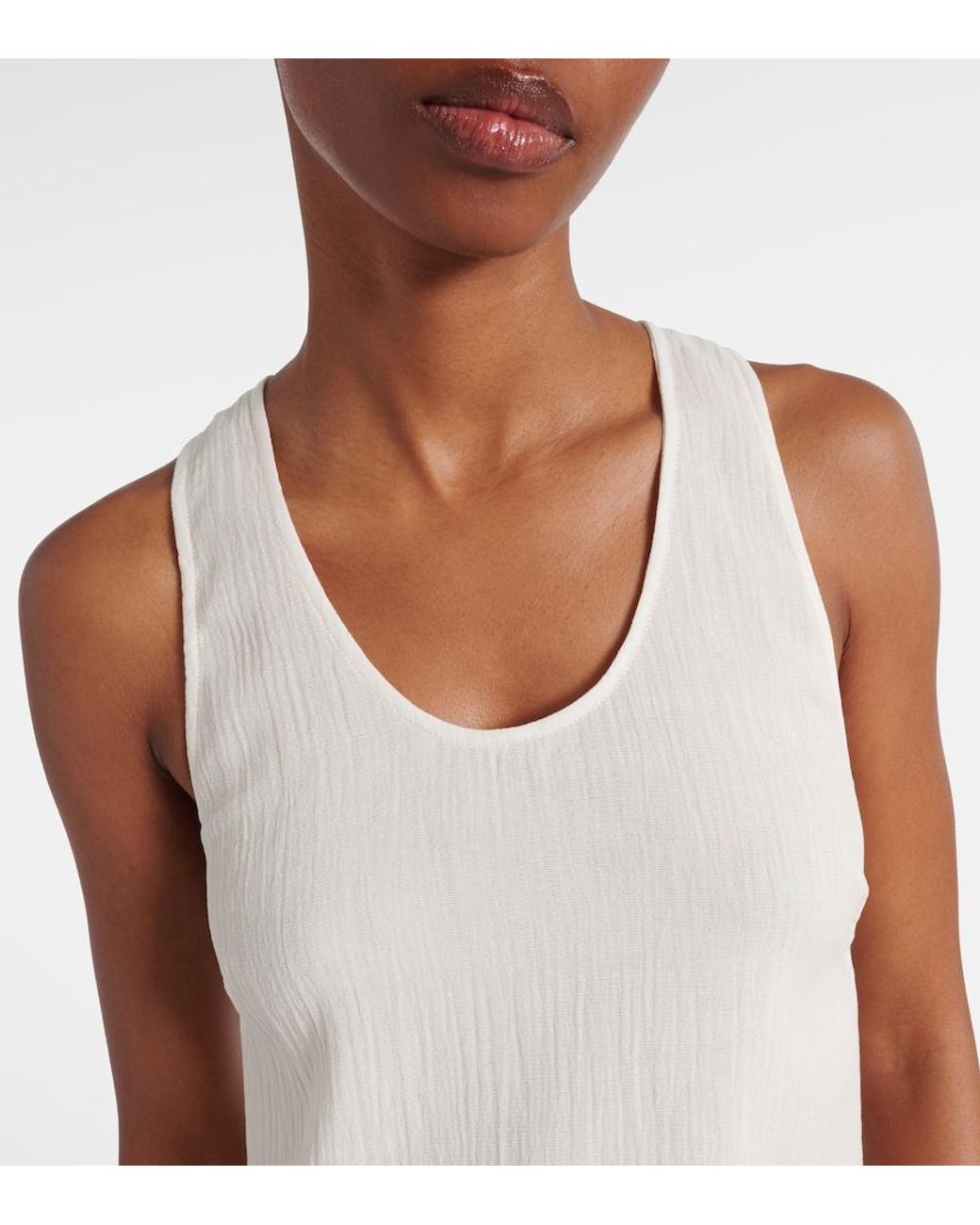 Totême White Cotton And Silk Maxi Dress