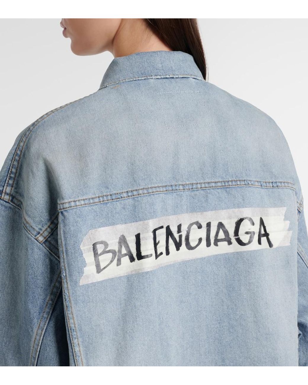 Balenciaga Blue Logo Denim Jacket