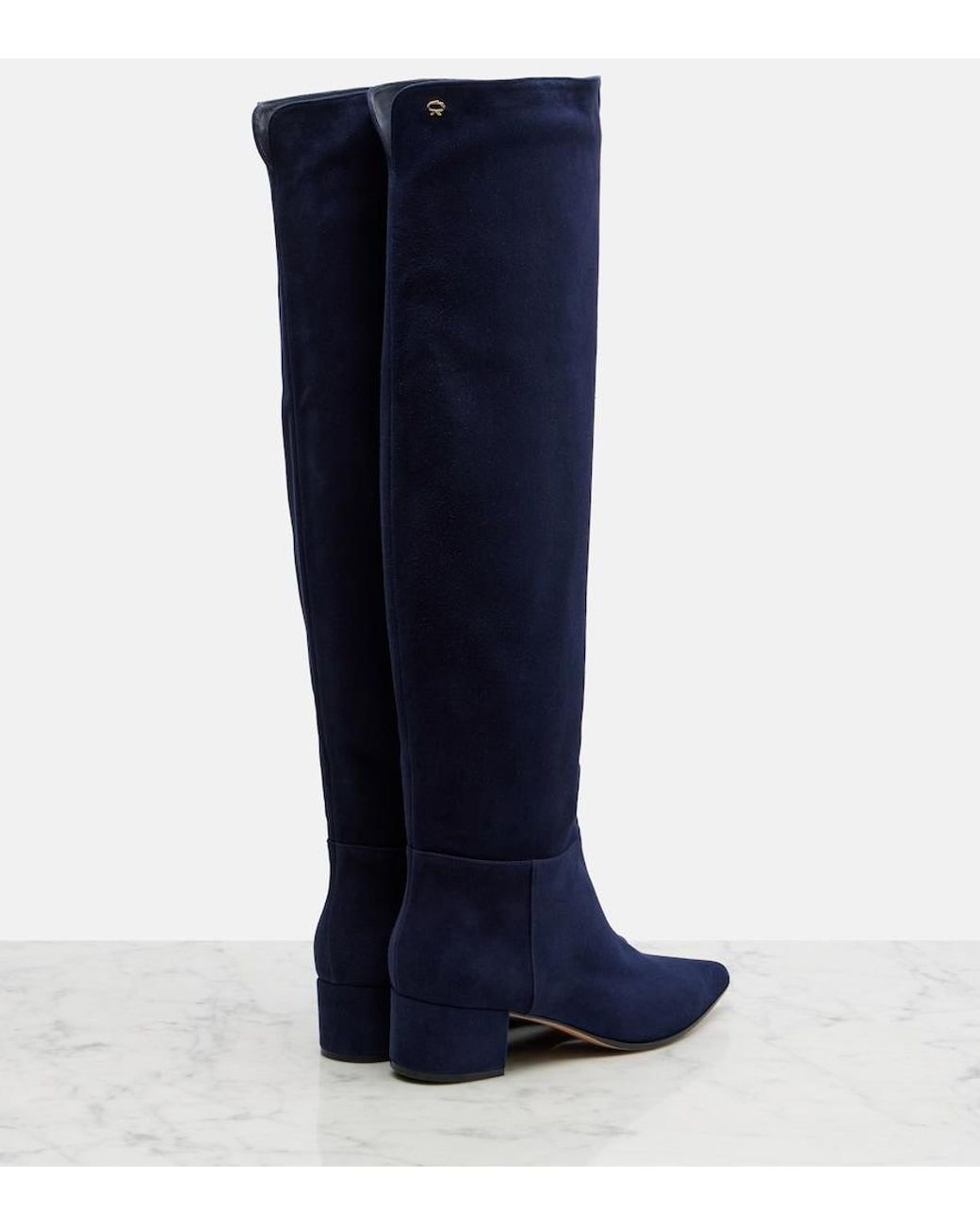 Gianvito Rossi Blue Suede Knee-High Boots