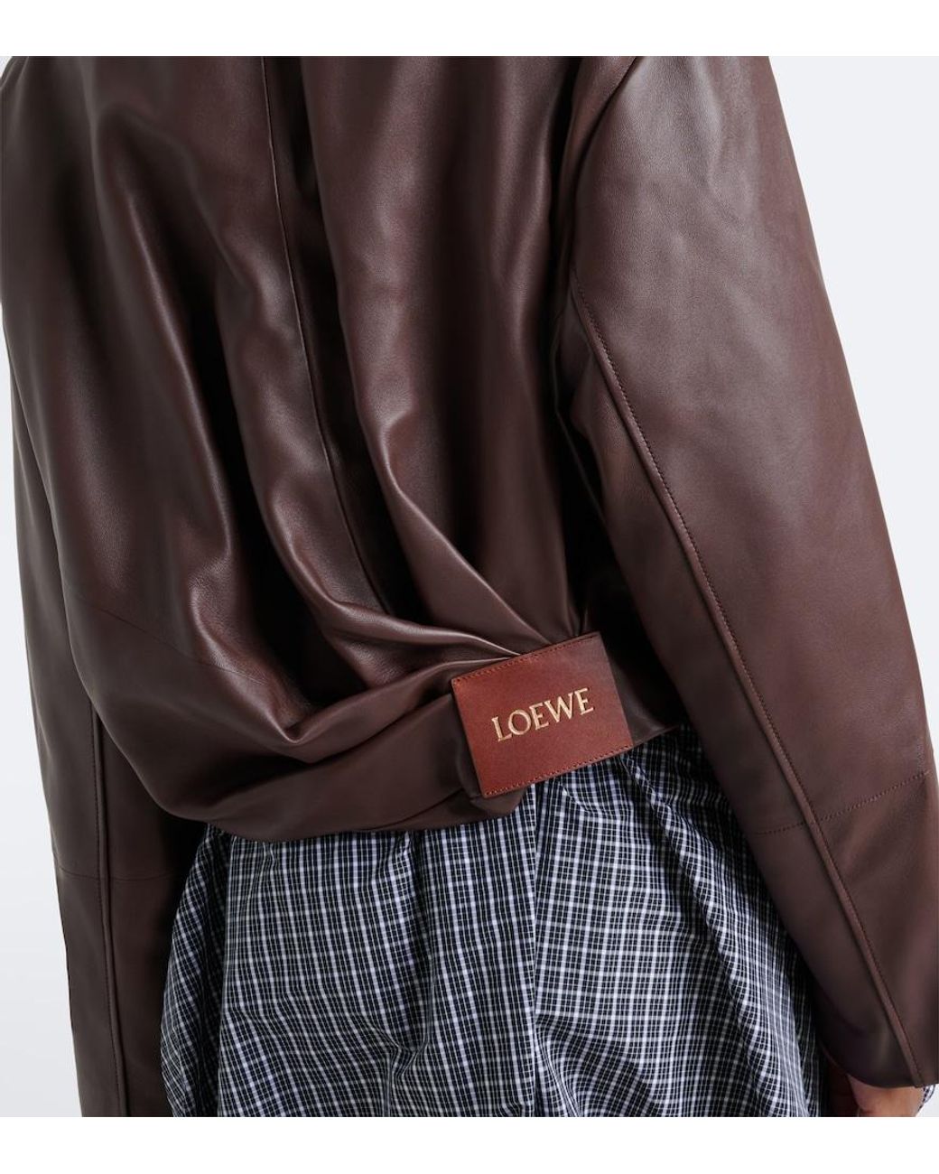 Loewe Brown Draped Leather Jacket