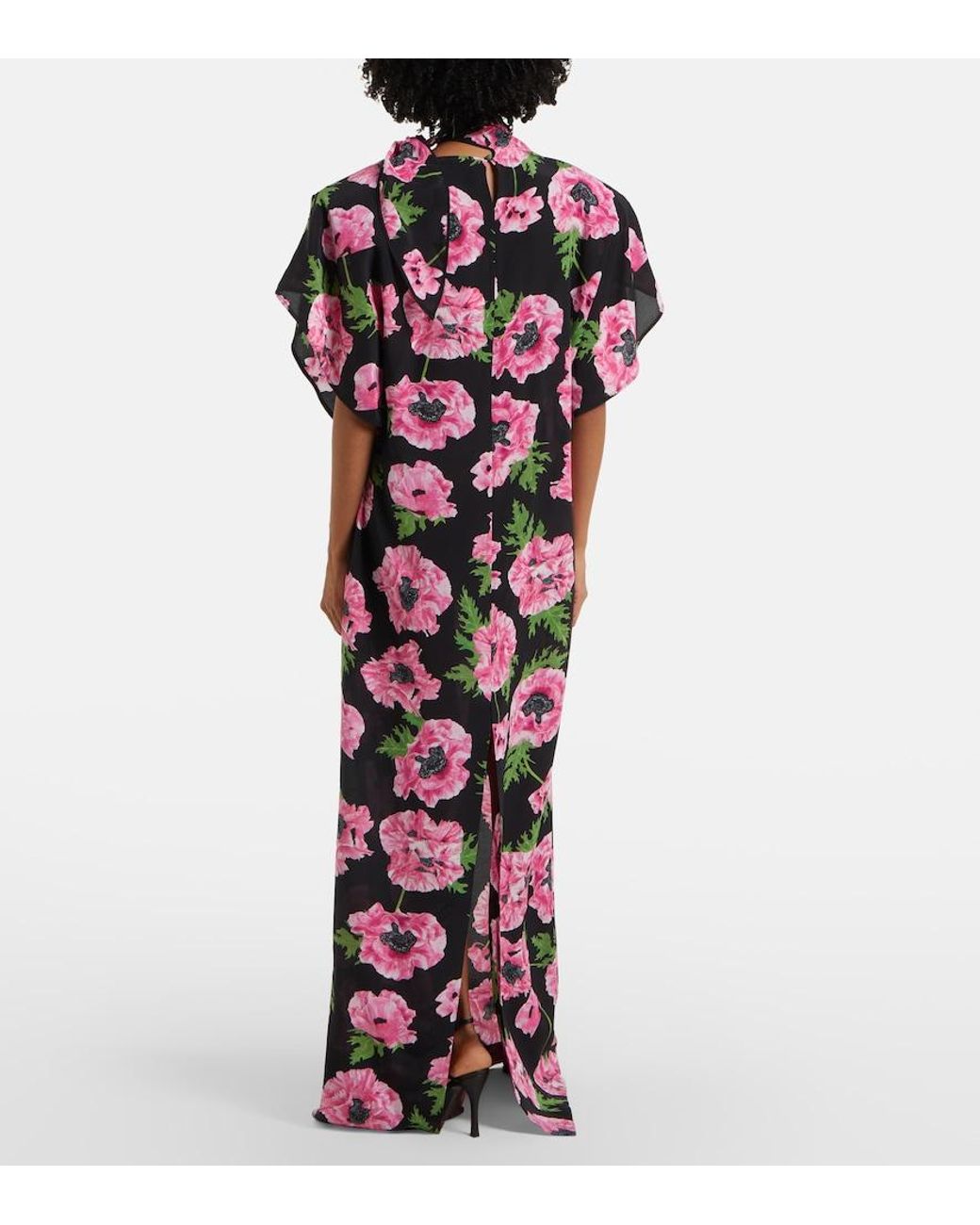 Stella McCartney Purple Floral Printed Silk Maxi Dress