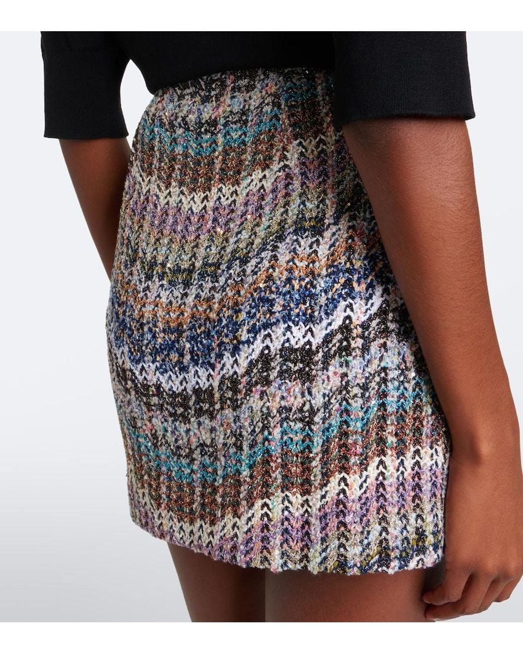 Missoni Multicolor Knitted Lame Miniskirt