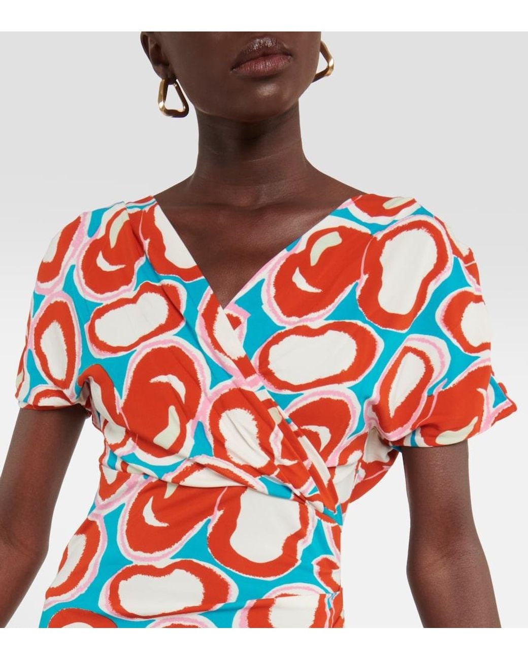 Diane von Furstenberg Red Havana Wrap-effect Printed Jersey Dress