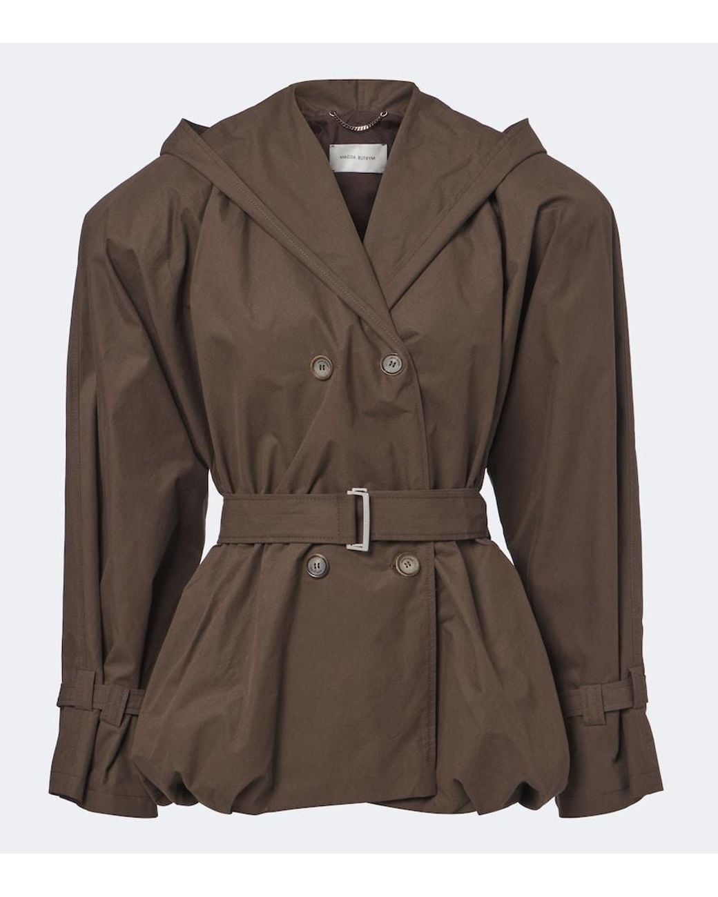 Magda Butrym Brown Belted Hooded Cotton Jacket