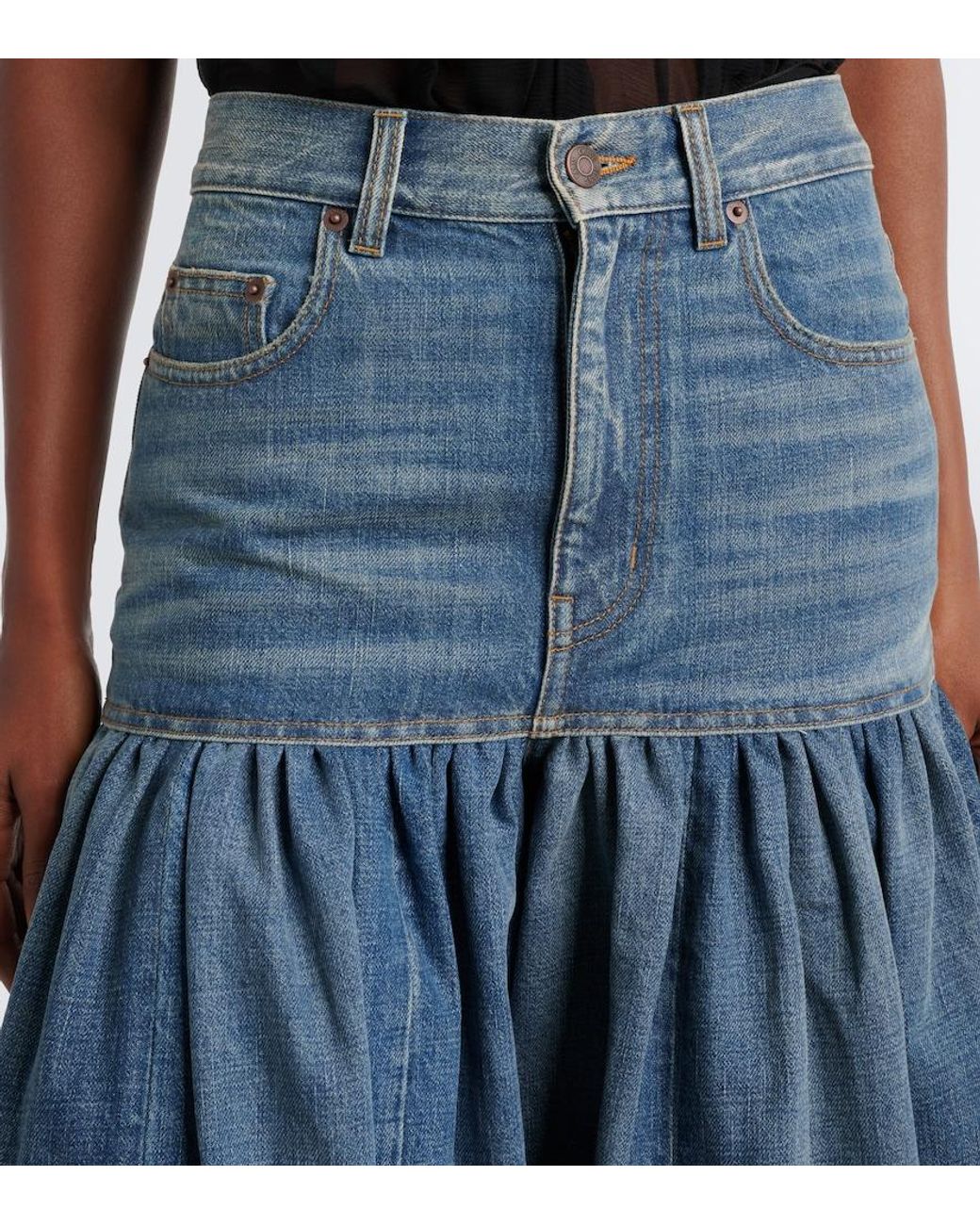 Chloé Blue Pleated Wide-Leg Jeans