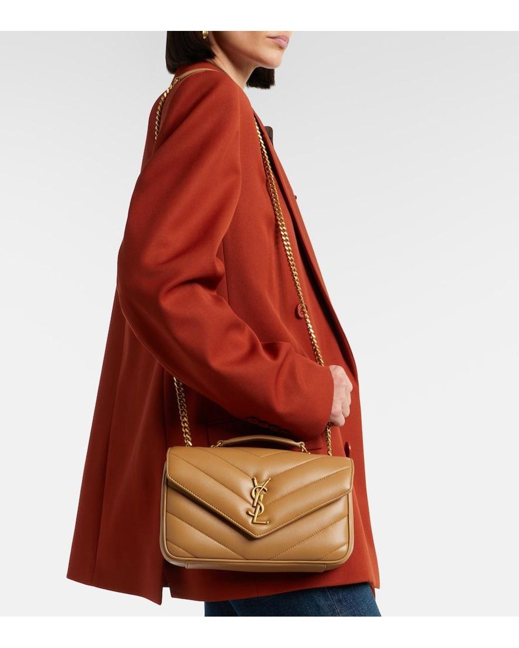 Saint Laurent Brown Loulou Small Leather Shoulder Bag