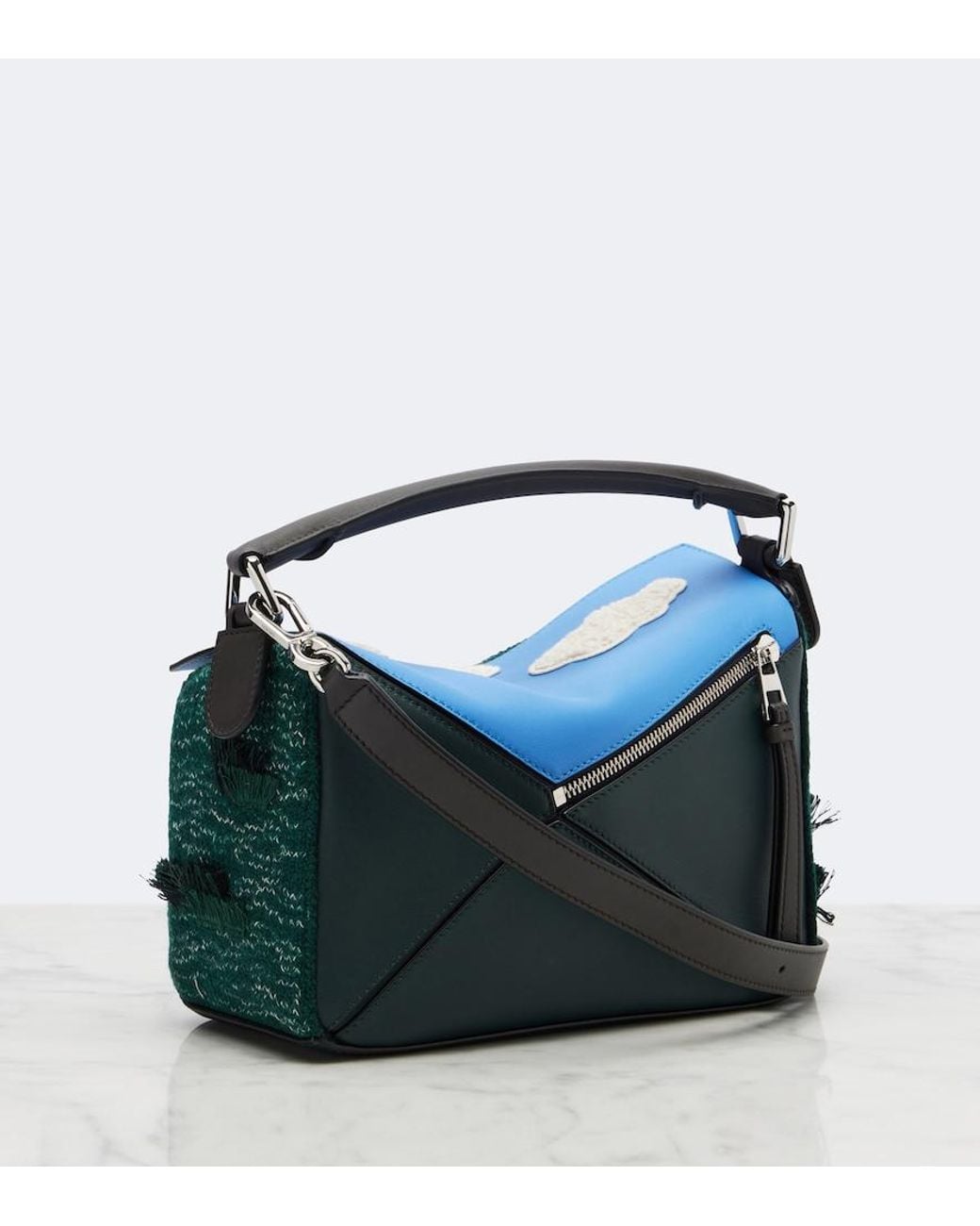Loewe Green X Louis Wain Futurist Cat Puzzle Top-Handle Bag