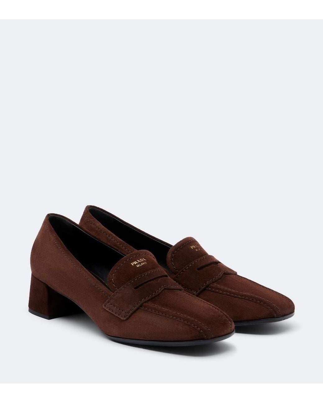 Prada Brown Suede Loafer Pumps