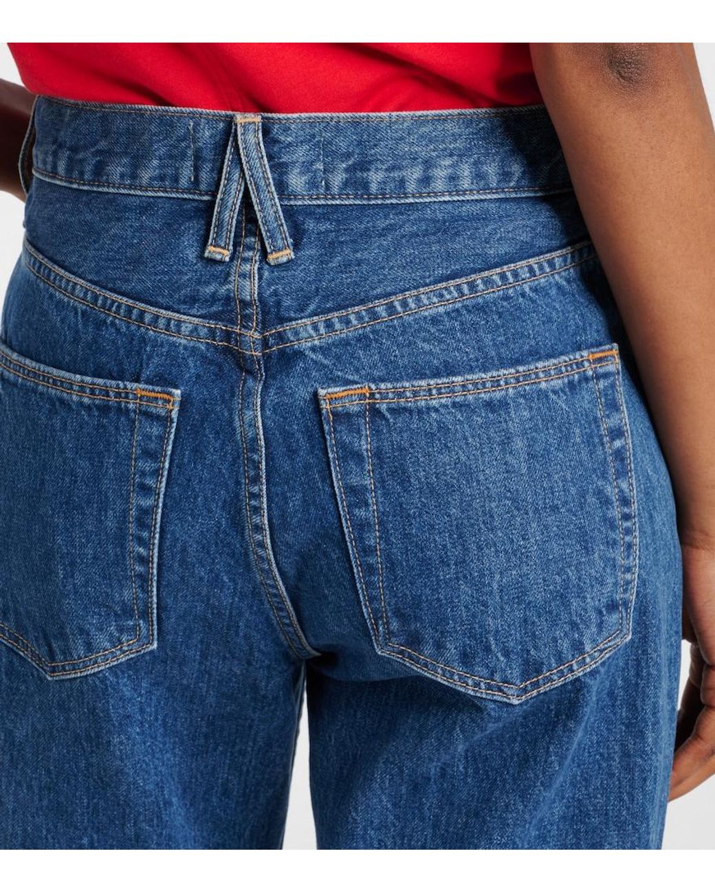 SLVRLAKE Denim Blue Virginia Slim High-Rise Straight Jeans