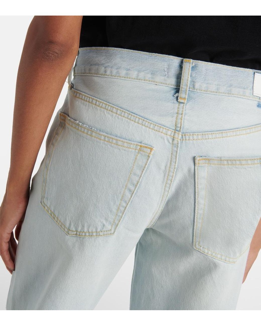 Re/done Blue Loose Long Distressed Straight Jeans