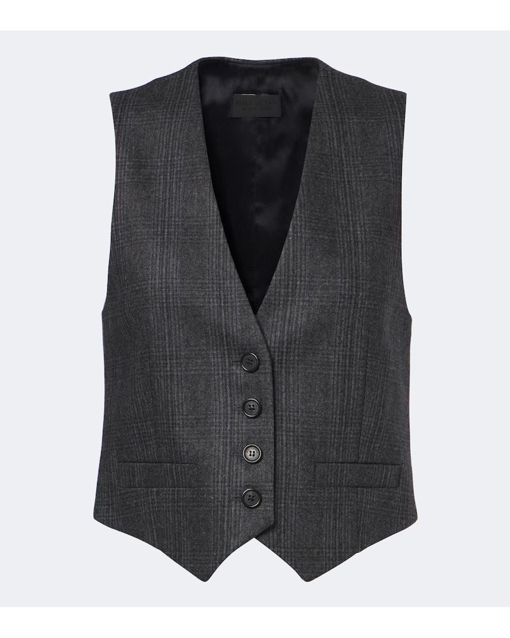 Nili Lotan Blue Ismael Checked Wool And Cashmere Vest