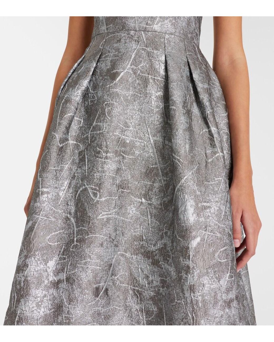 Rebecca Vallance Gray Sterling Metallic-Effect Jacquard Cocktail Dress