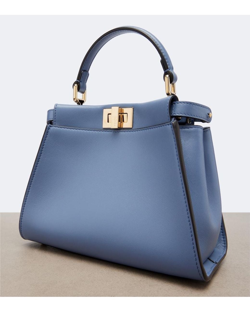 Fendi Blue Peekaboo Mini Leather Top-Handle Bag