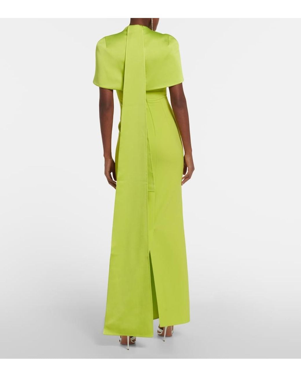 Safiyaa Green Kalika Crepe Gown