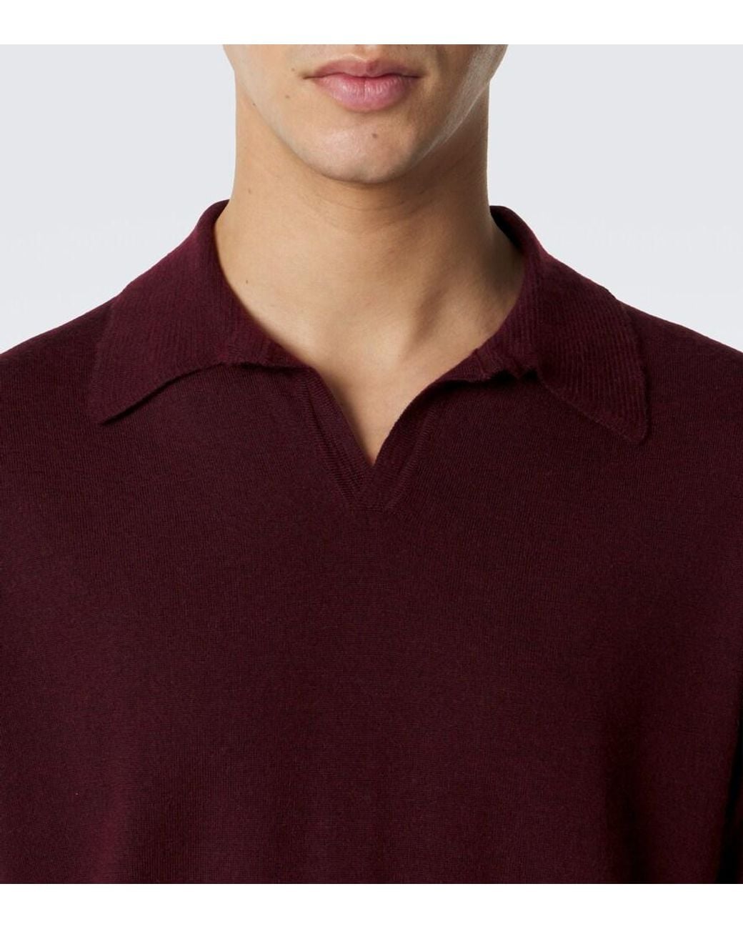Saman Amel Red David Cashmere And Silk Polo Shirt for men