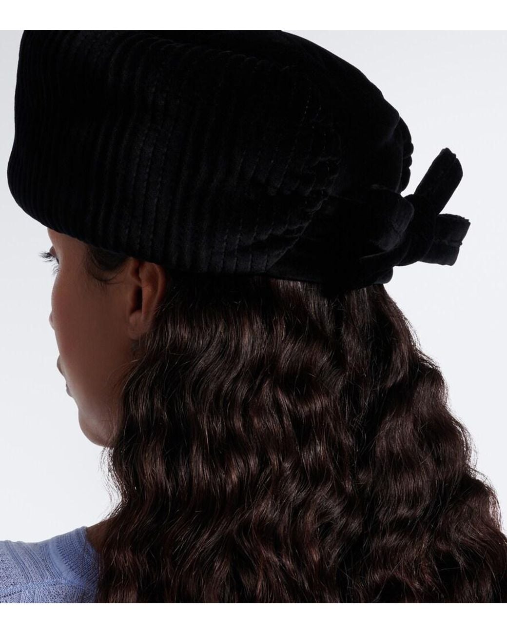 Chloé Black Bow-Detail Cotton Velvet Hat
