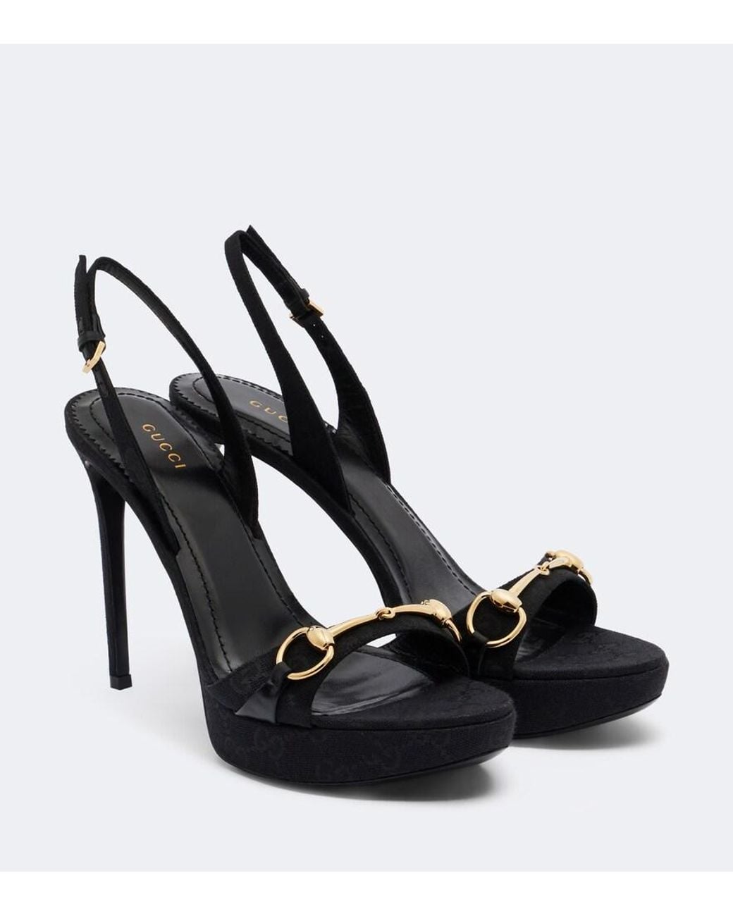 Gucci Black Donna Horsebit Slingback Sandals