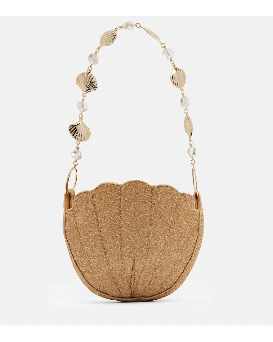 Oseree White Lumiere Small Embellished Clutch
