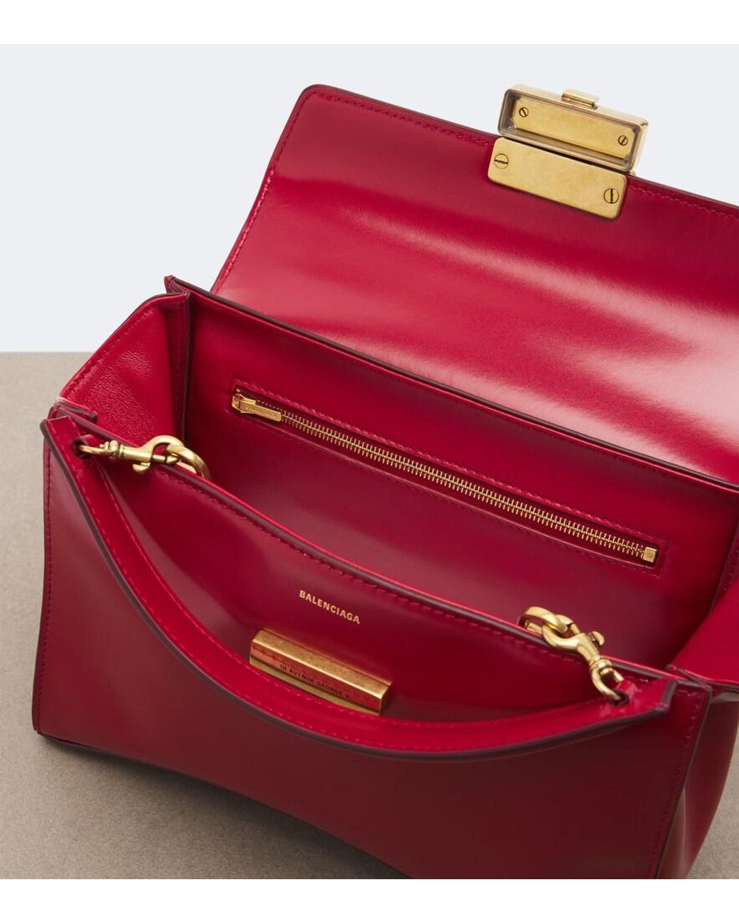 Balenciaga Red Hg Avenue Small Leather Shoulder Bag