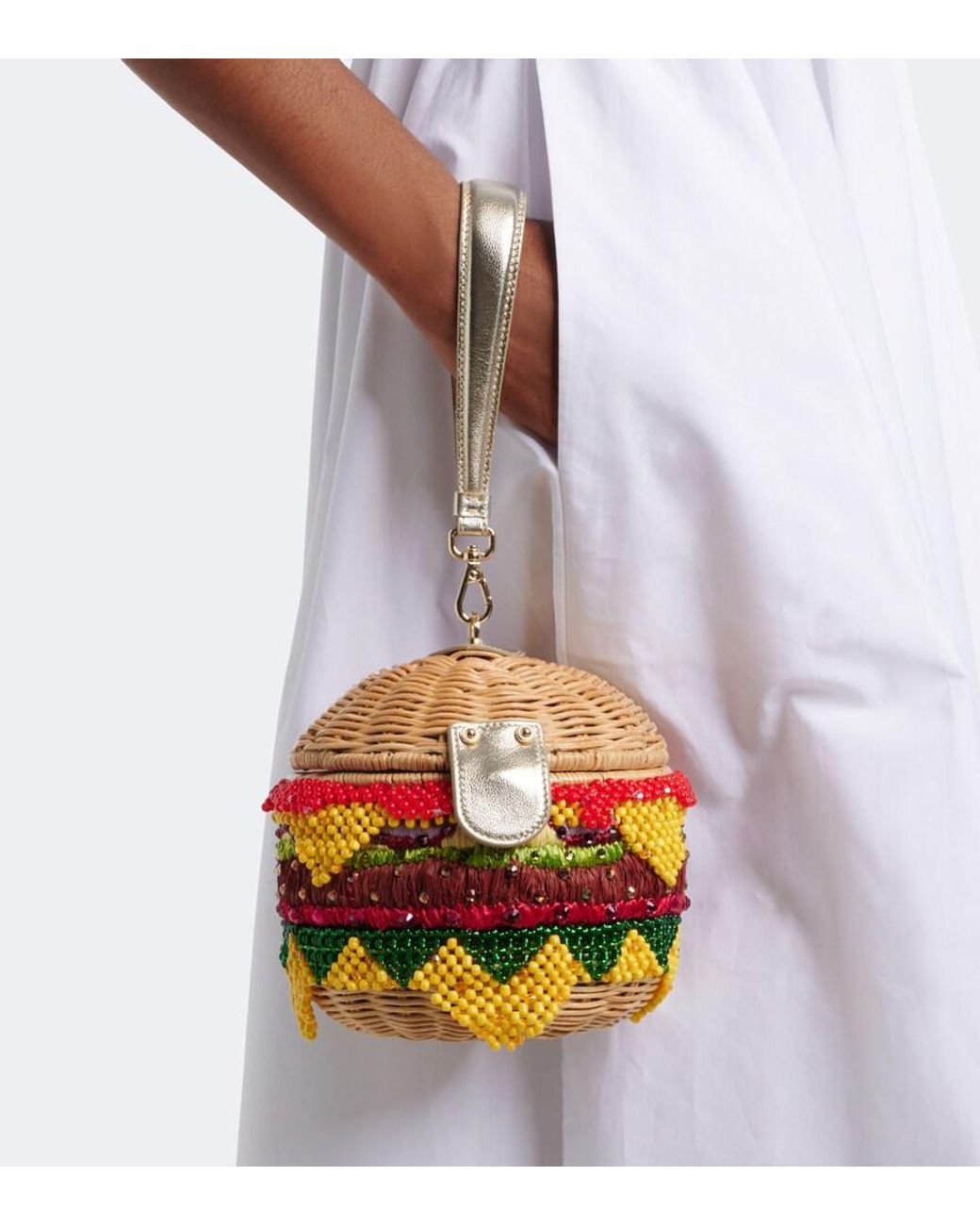 Judith Leiber White Cheeseburger Deluxe Embellished Clutch