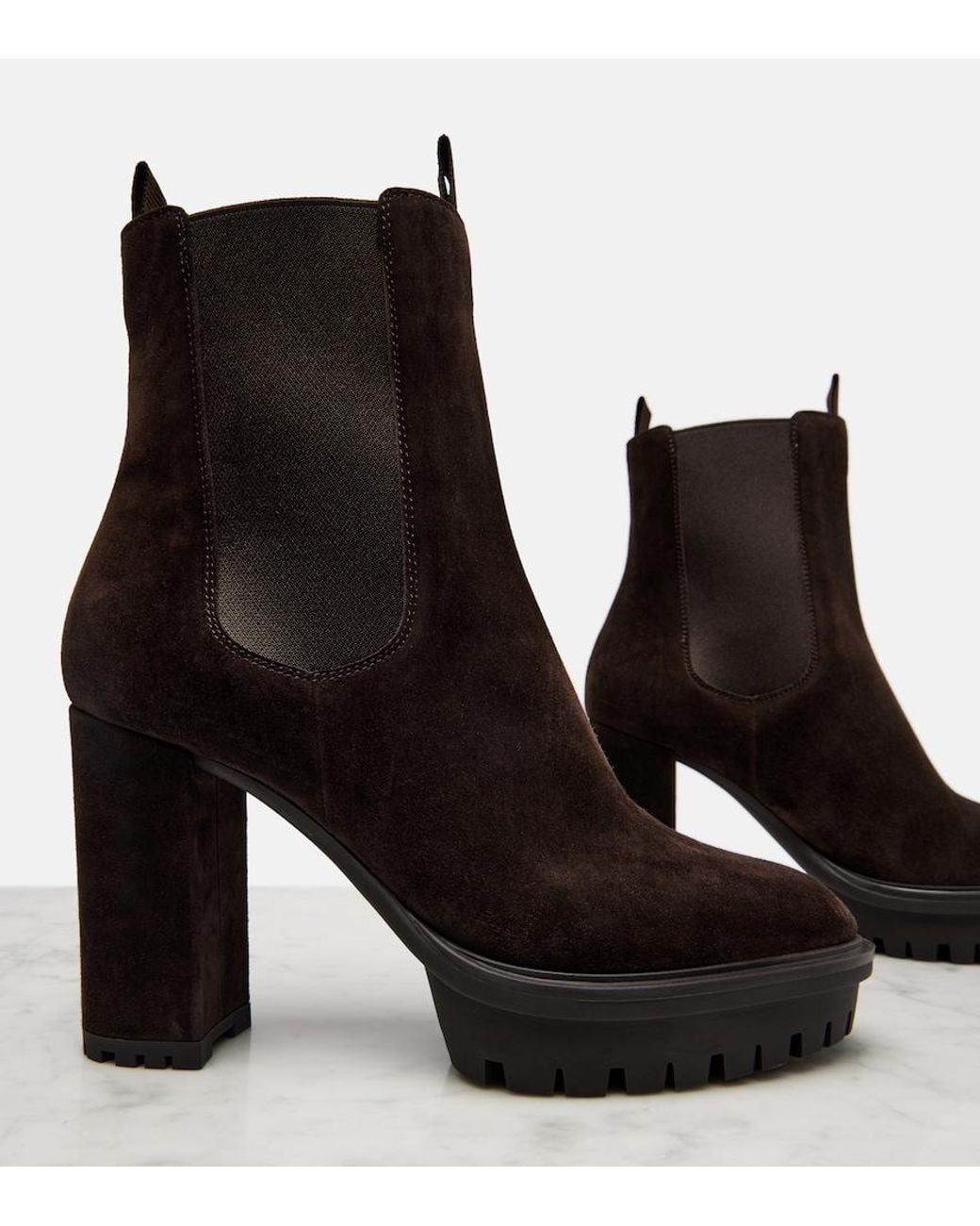 Gianvito Rossi Black Barry Suede Platform Ankle Boots