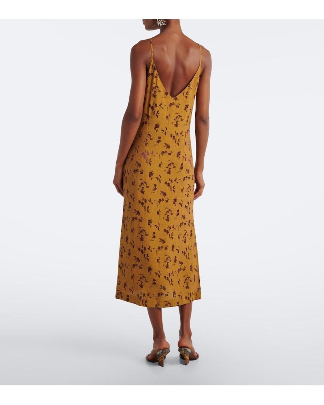 Dries Van Noten Metallic Floral Jacquard Satin Slip Dress
