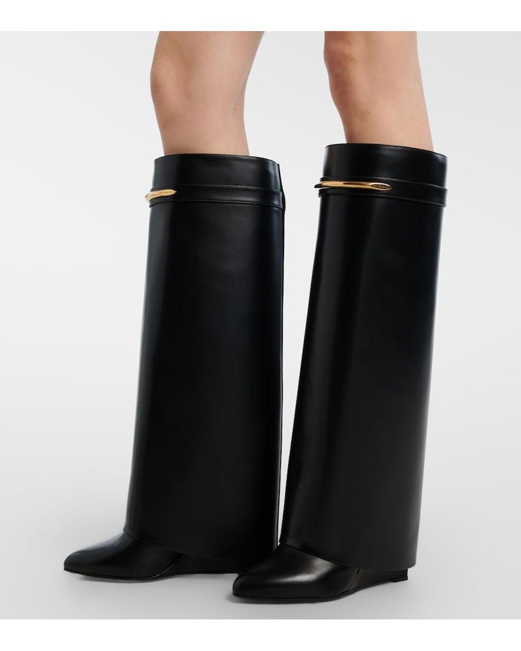 Givenchy Black Shark 95 Leather Knee-High Boots