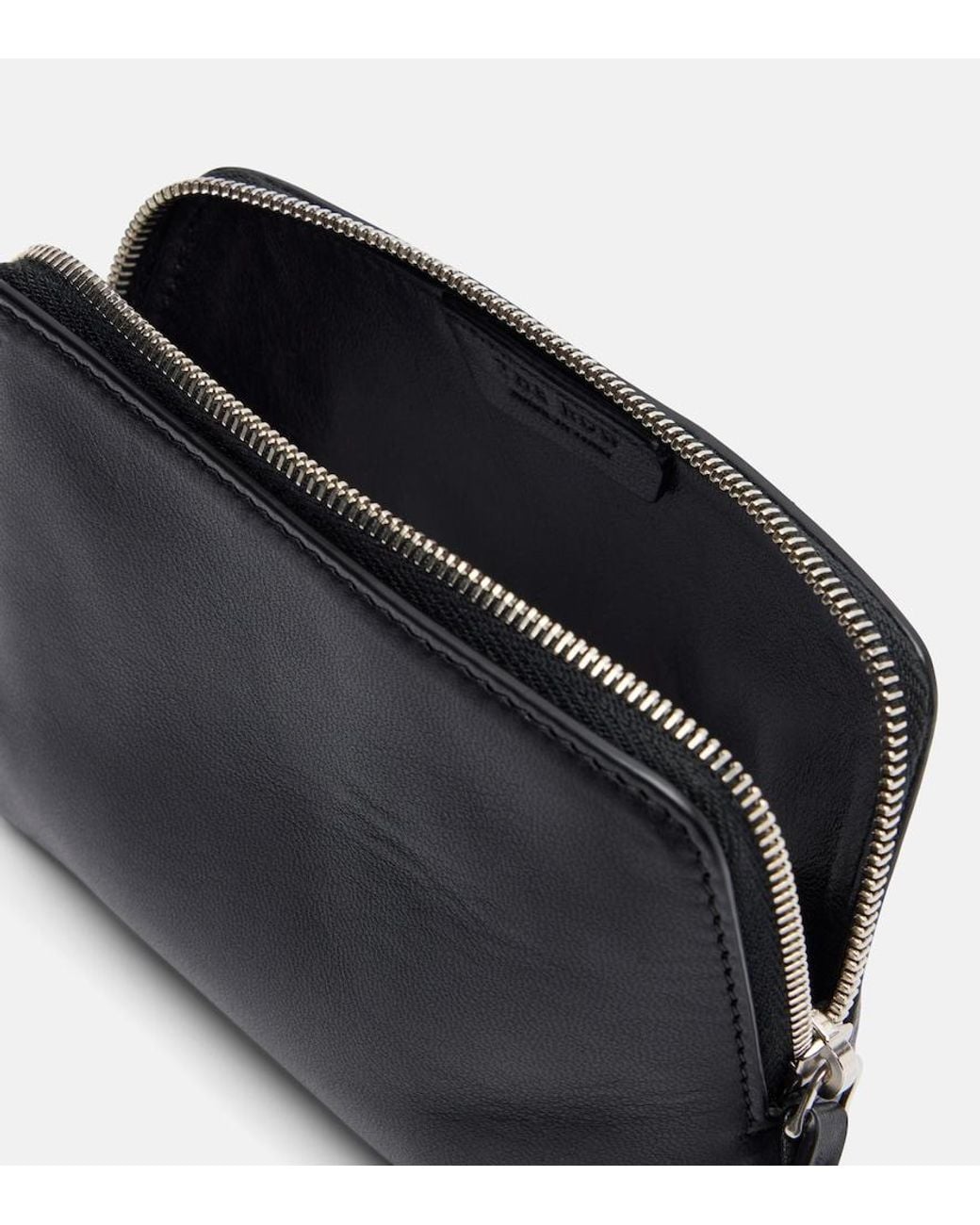 The Row Black Clutch Owen Aus Leder