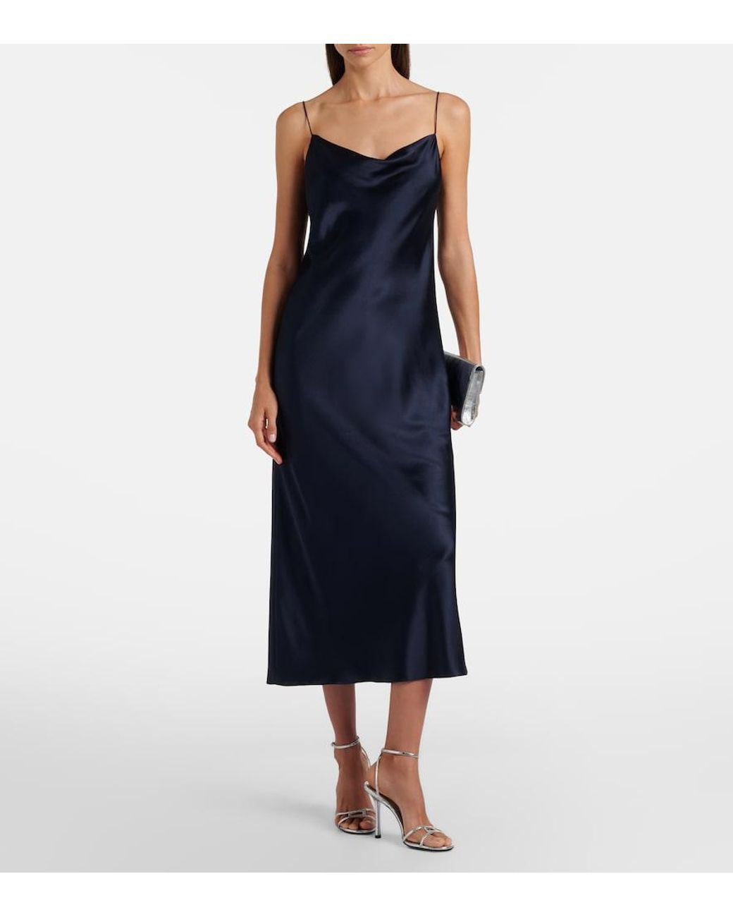 Dorothee Schumacher Blue Sense Of Shine Silk-Blend Satin Slip Dress
