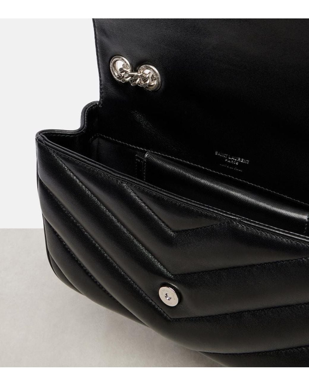Saint Laurent White Loulou Small Leather Shoulder Bag