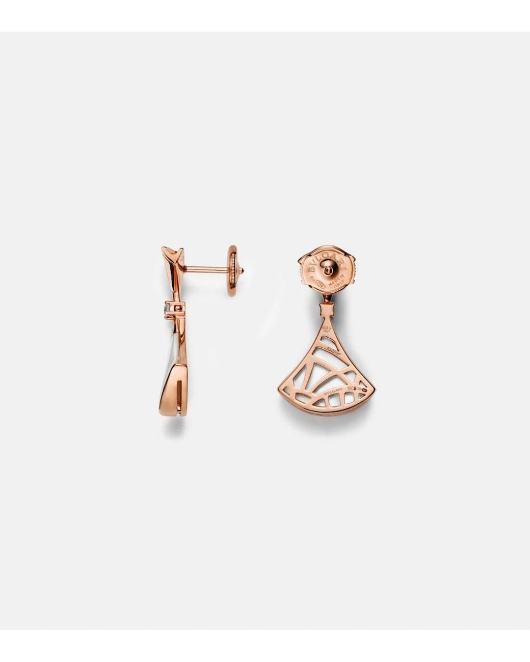 BVLGARI Natural Diva's Dream 18Kt Rose Drop Earrings With Diamonds And Mother-Of-Pearl