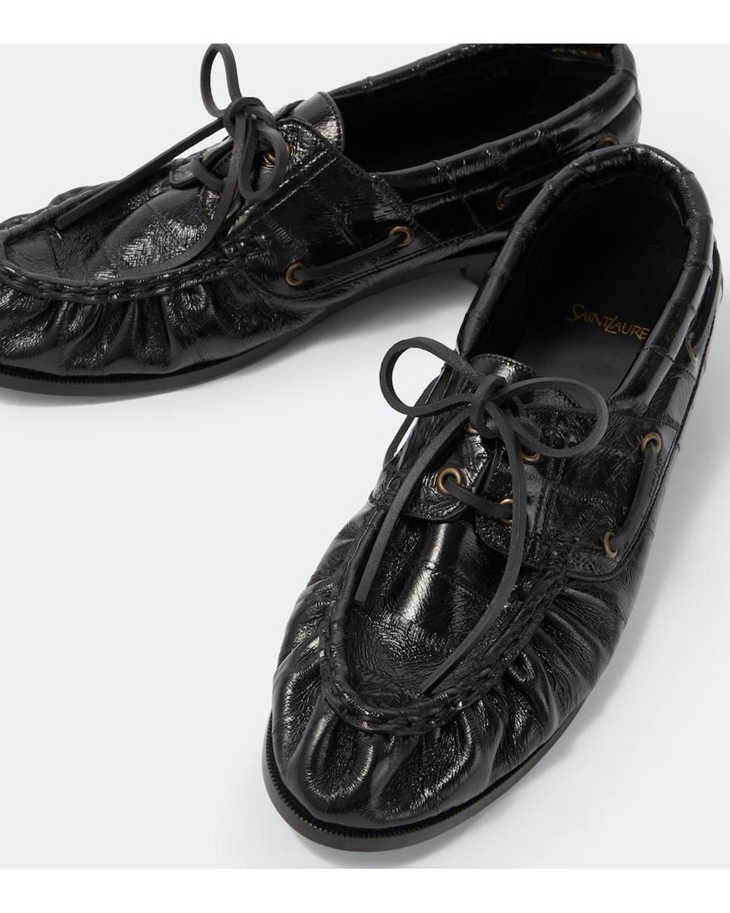 Saint Laurent Black Le Loafer Leather Boat Shoes for men