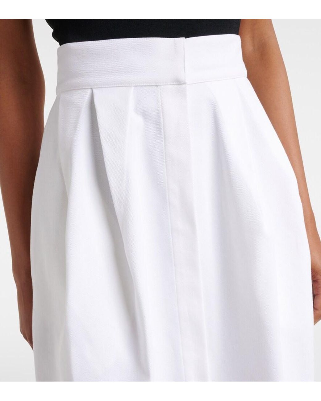 Max Mara White Cotton-Blend Gabardine Maxi Skirt