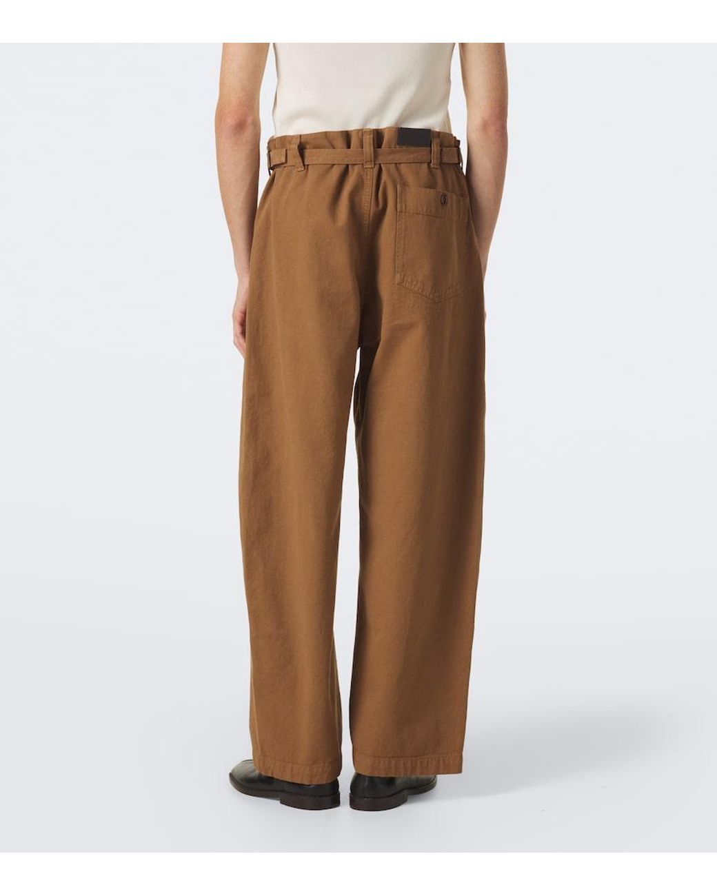 Lemaire Brown Cotton Twill Barrel-Leg Pants for men