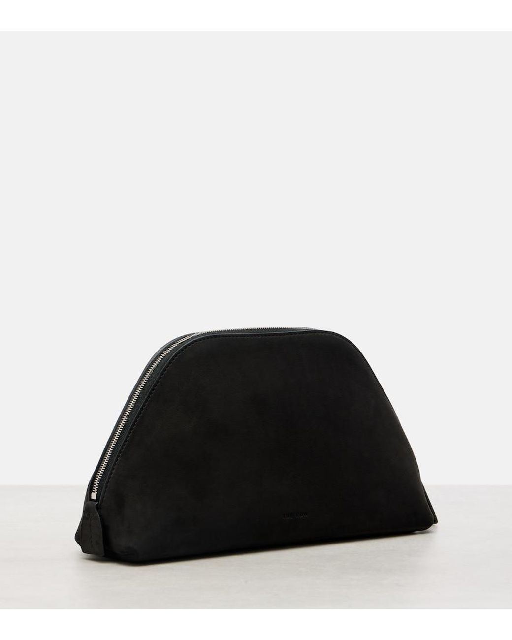 The Row Black Devon Suede Clutch