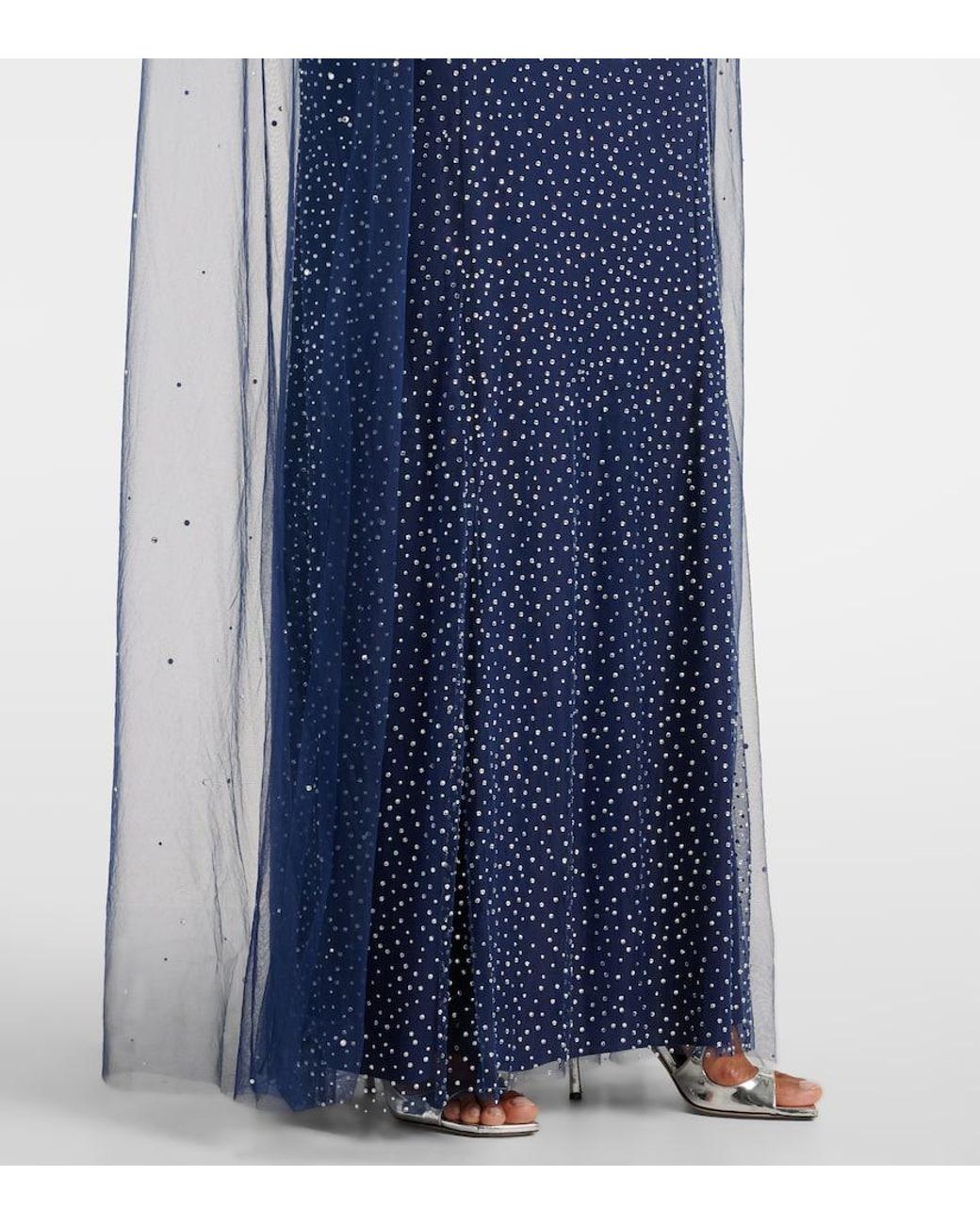 Vestido De Fiesta Mabel Con Capa Adornado Jenny Packham de color Blue