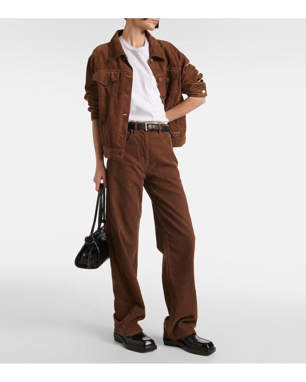 Prada Brown Cotton Corduroy Wide-Leg Pants