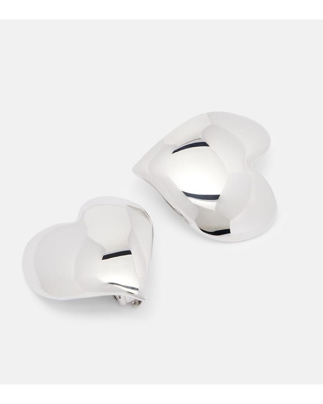 Oscar de la Renta White Heart Clip-On Earrings