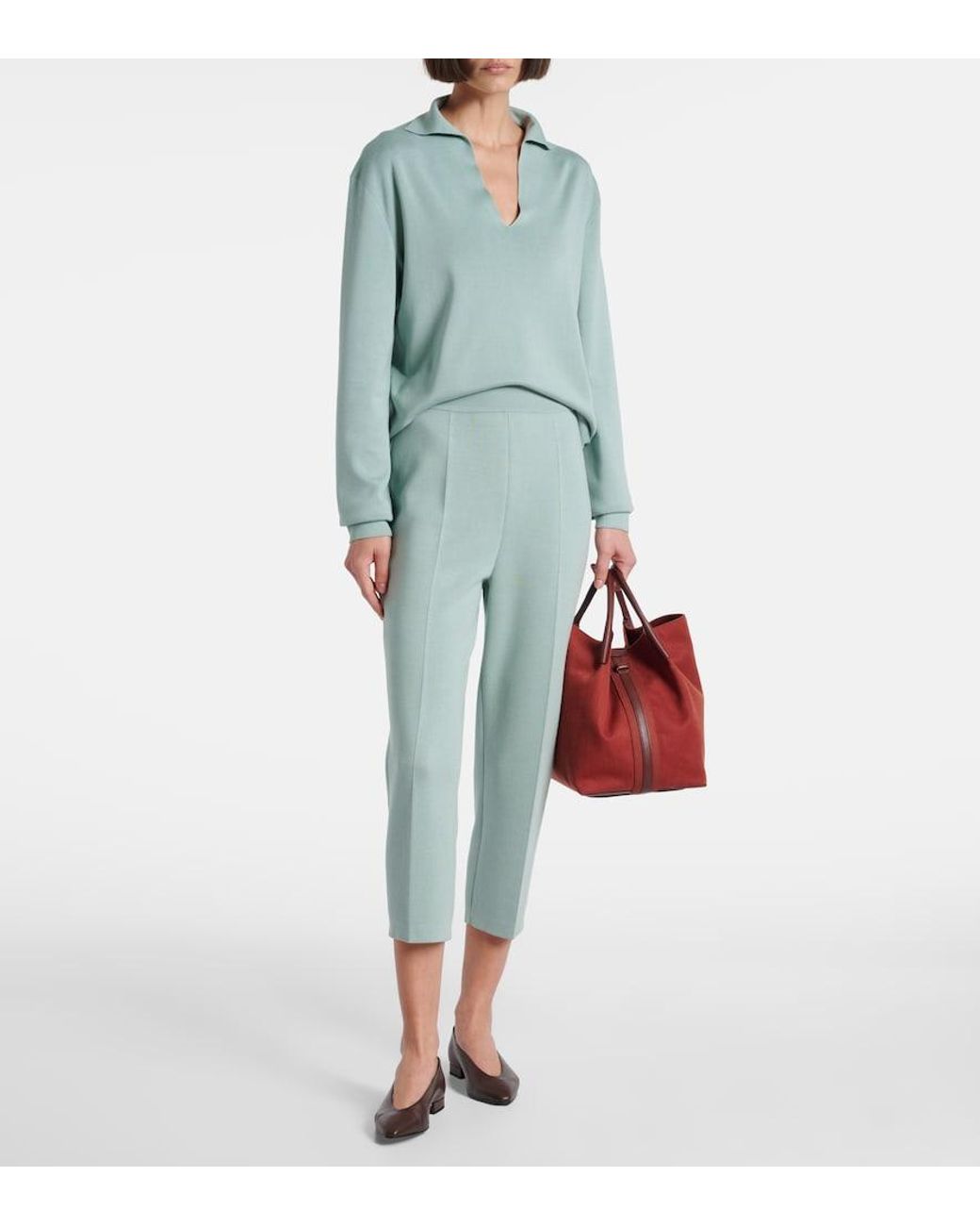 Loro Piana Green Silk And Cotton Polo Sweater