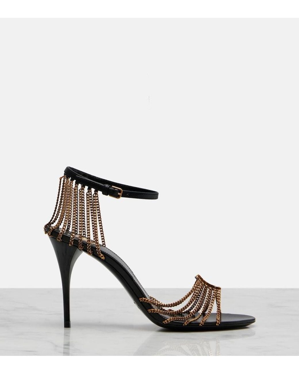 Saint Laurent Black Babylone 90 Leather Sandals