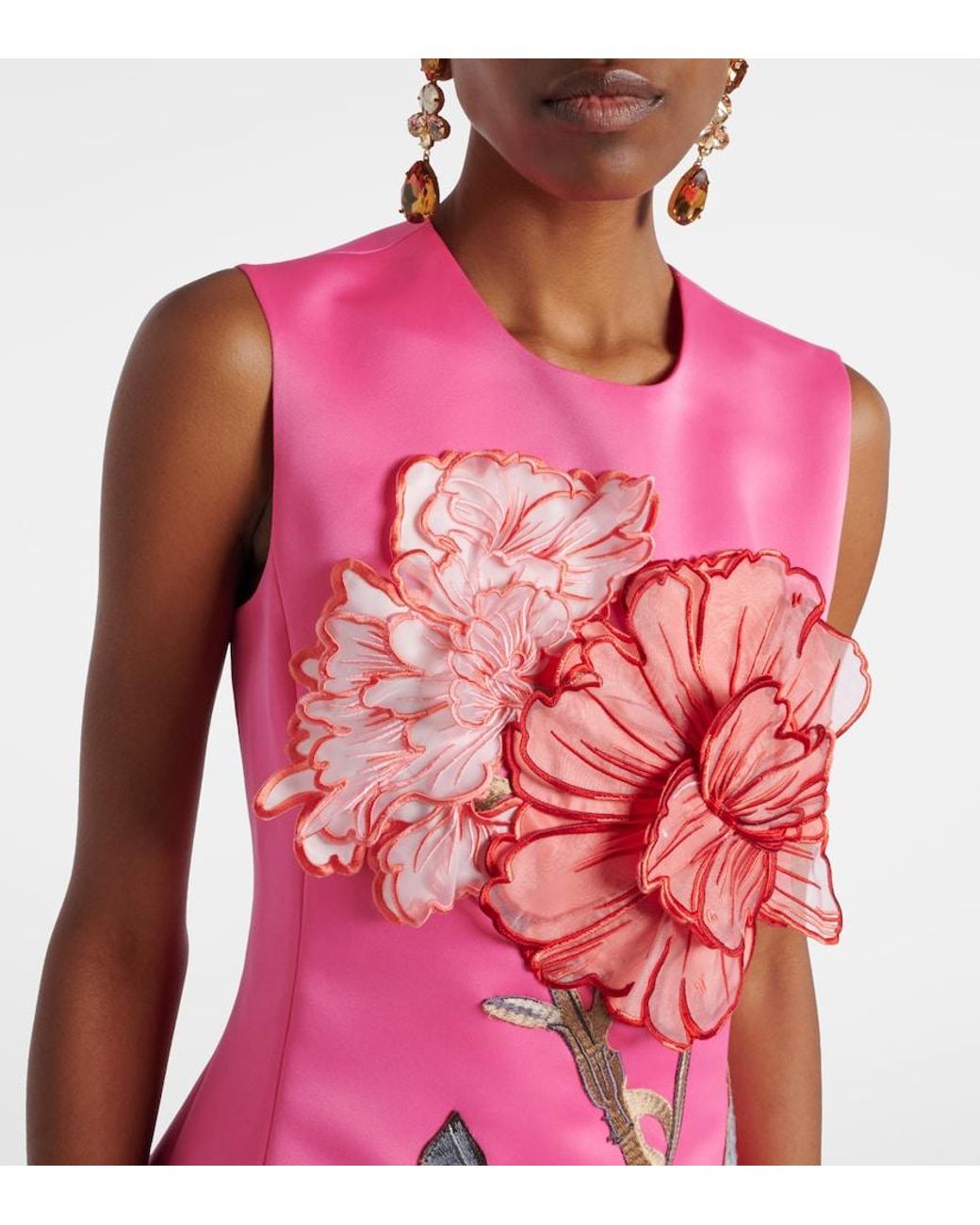LEO LIN Pink Cleo Floral-Applique Cocktail Dress