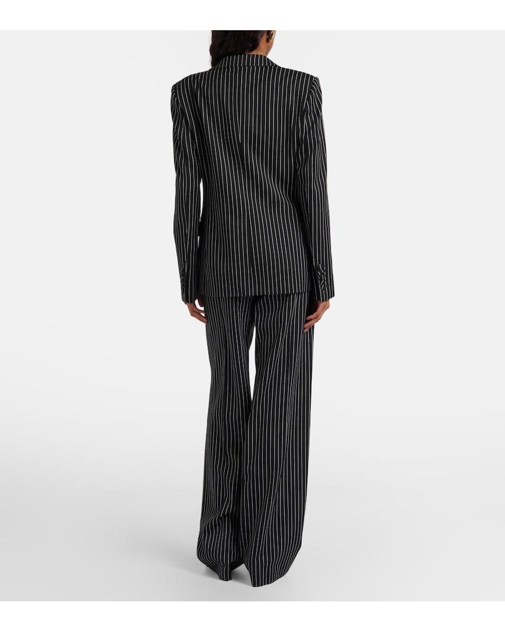 Tom Ford Black Striped Wool And Cotton Straight Pants