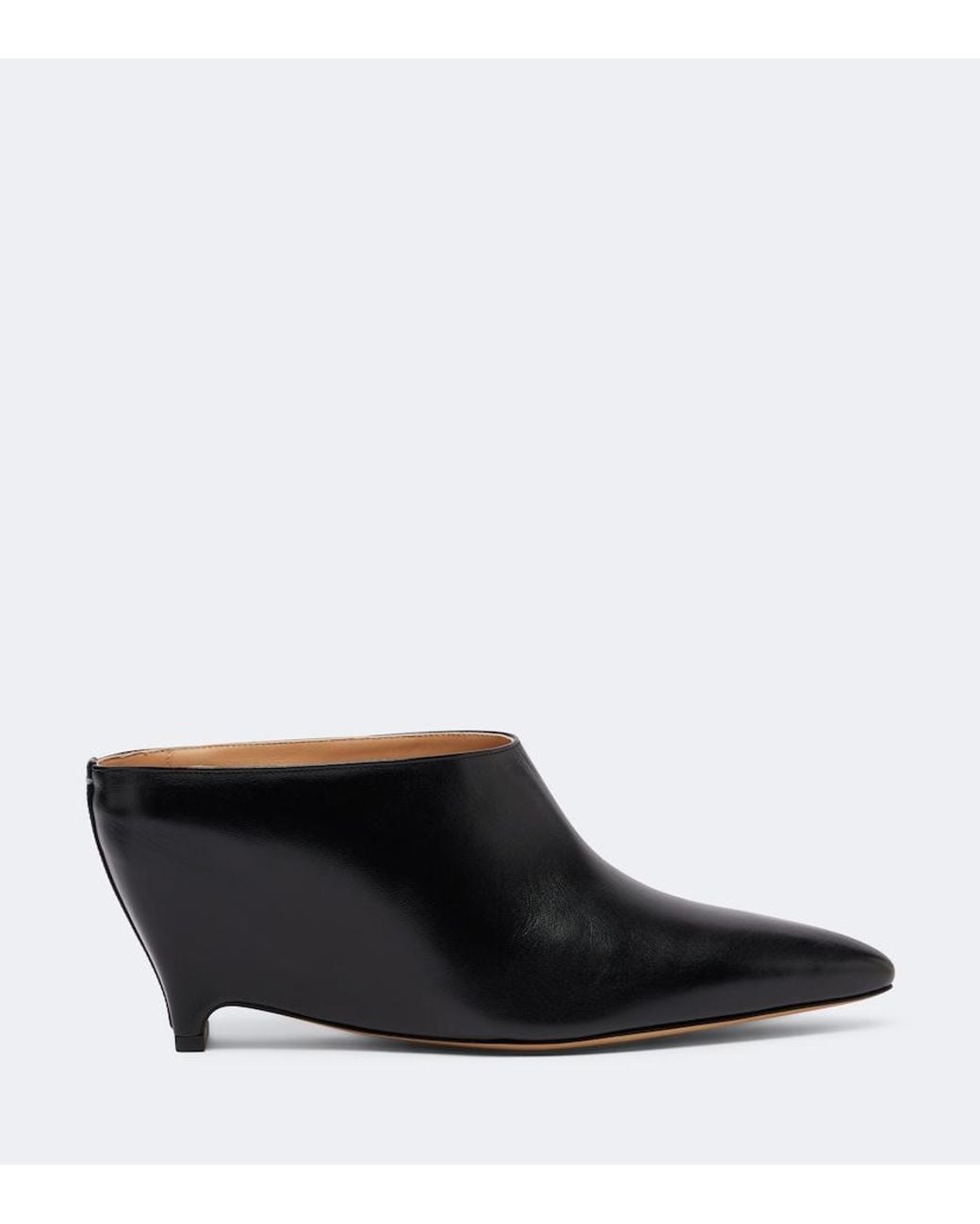 Maison Margiela Black Heel-Less Leather Wedge Mules