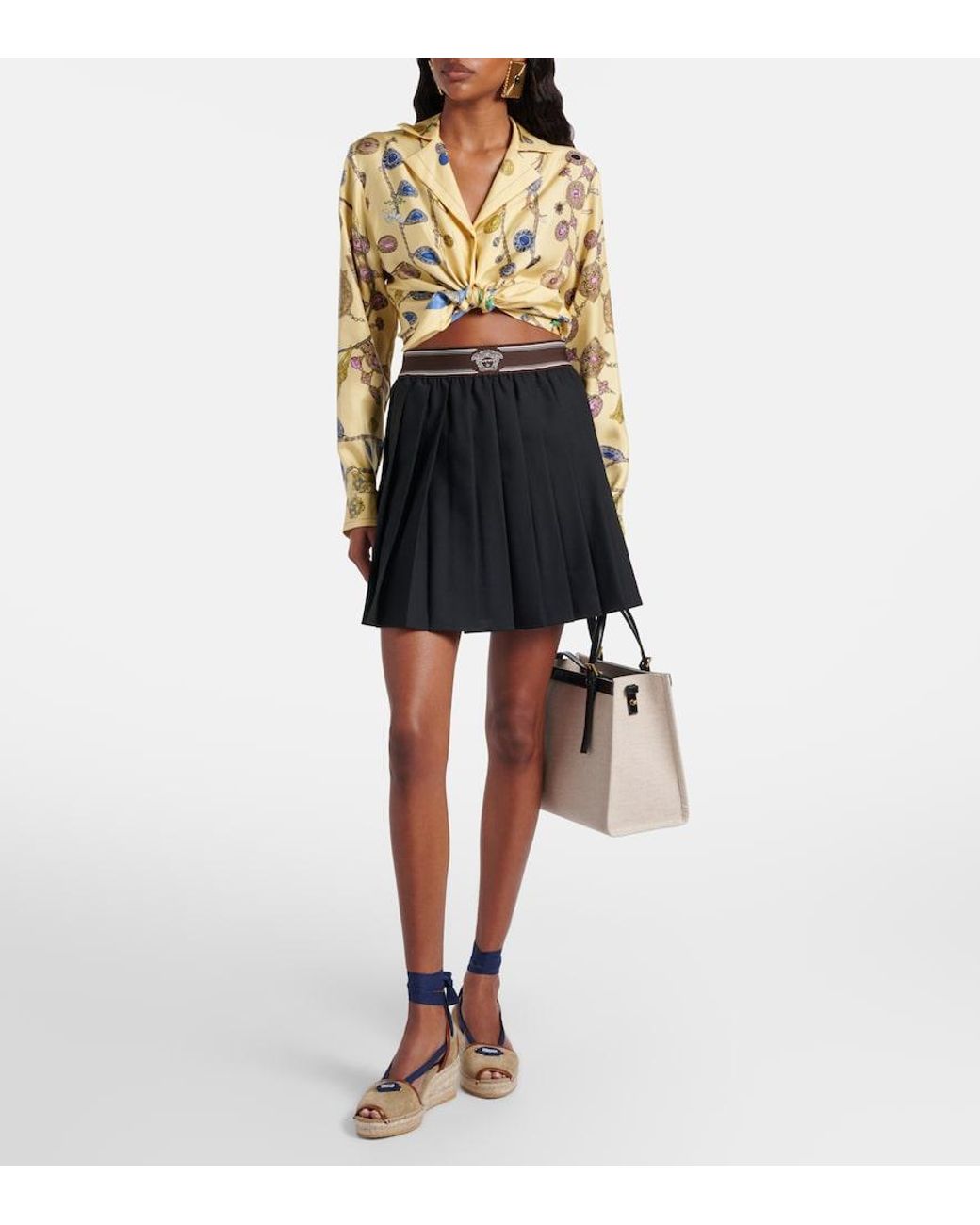 Versace Blue Lola Suede Espadrille Wedges