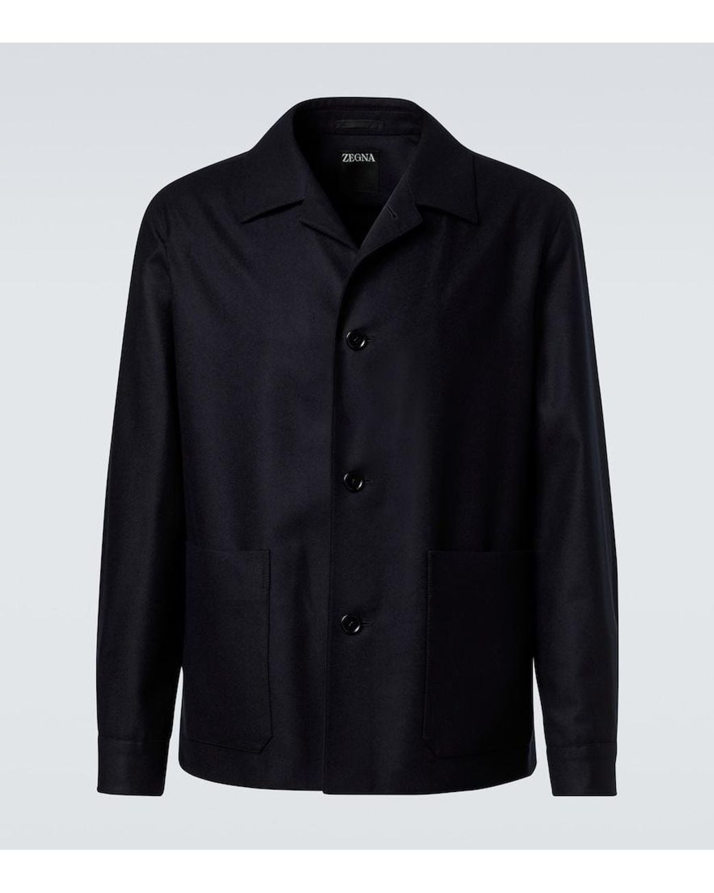 Zegna Blue Wool Overshirt for men