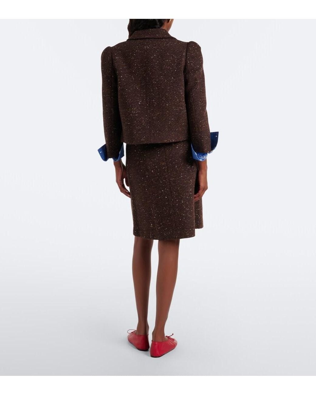 ShuShu/Tong Brown Belted Wool-Blend Miniskirt