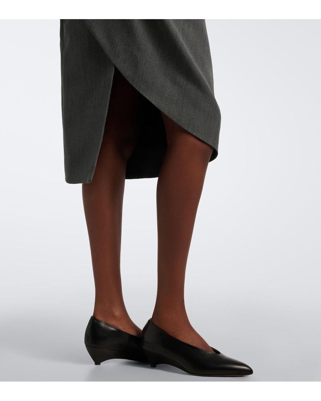 Victoria Beckham Gray Draped Asymmetric Virgin Wool Midi Skirt