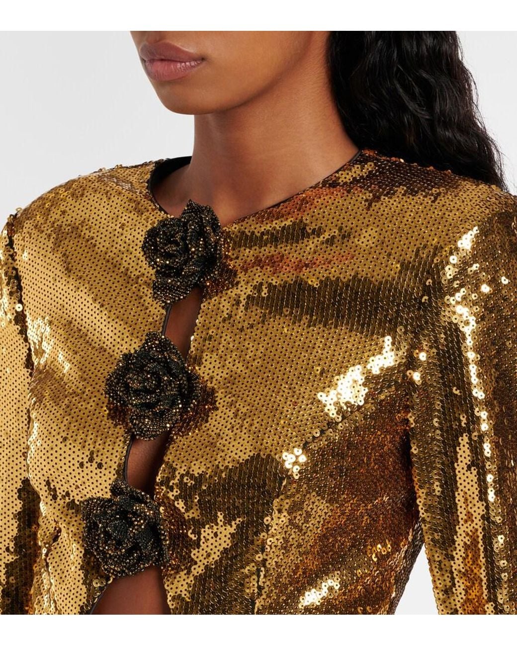 Rebecca Vallance Brown Gloria Floral-Applique Sequined Minidress