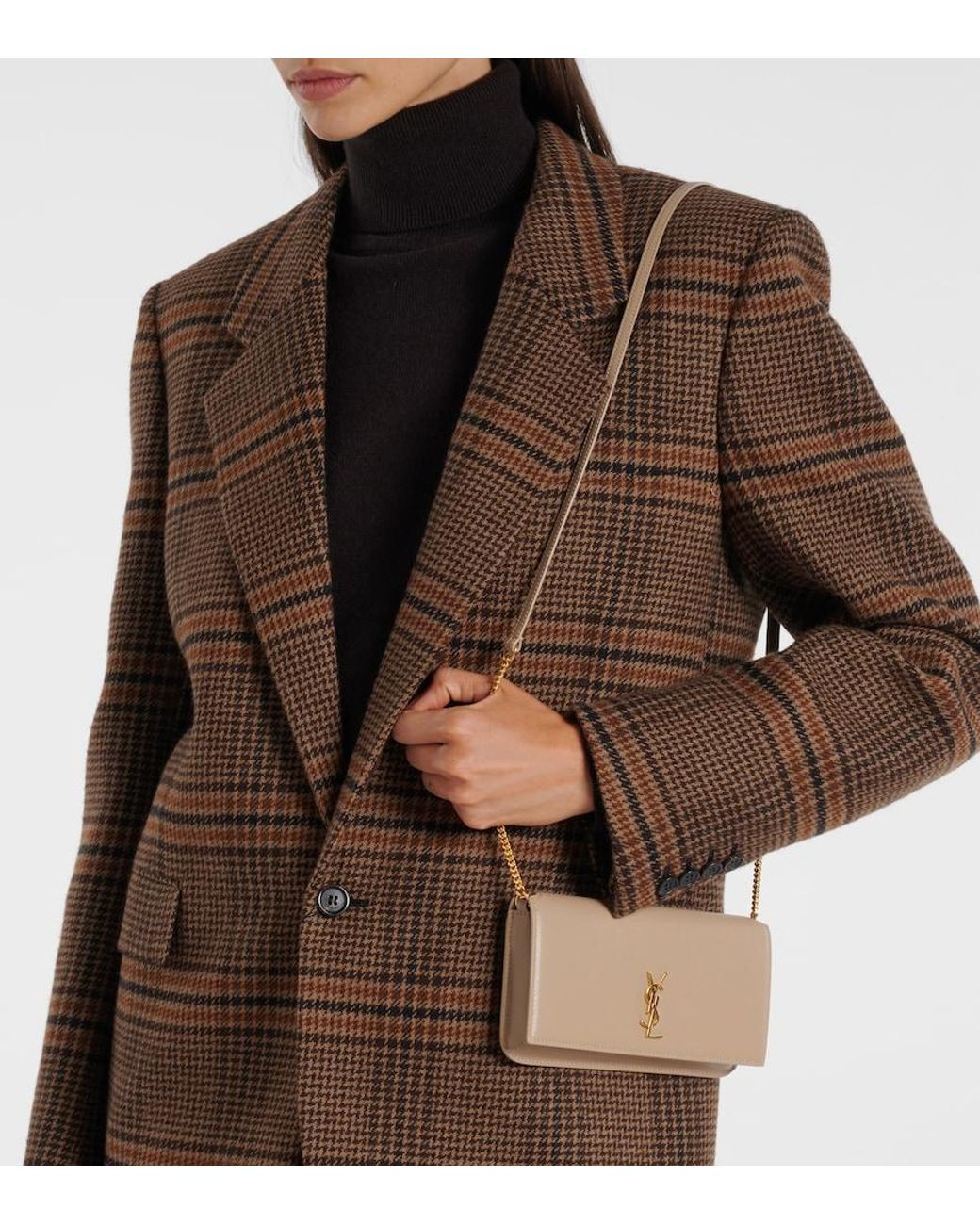 Saint Laurent Natural Cassandre Leather Phone Pouch